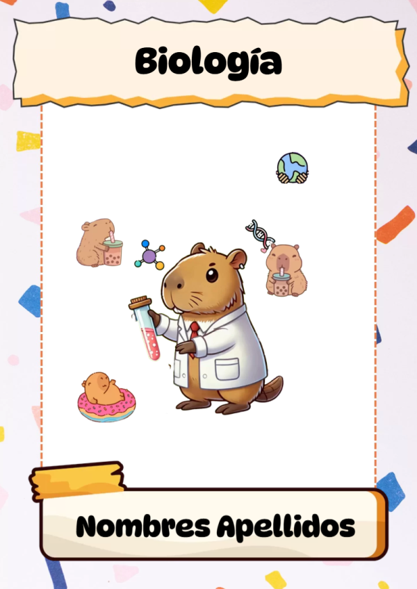 Portada de Capibara de Biología para cuaderno con estilo infantil - para el regreso a clases