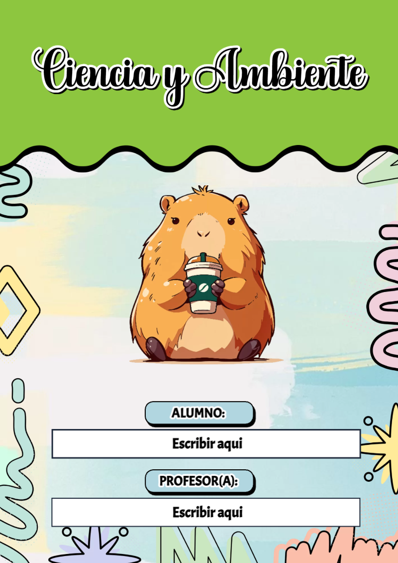 Portada de Capibara de Ciencia y Ambiente Editable para Imprimir Gratis