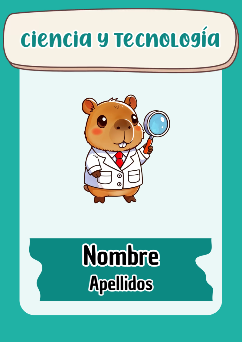 Portada de Capibara de Ciencia y Tecnología para cuaderno para clases - ideal para el nuevo año escolar