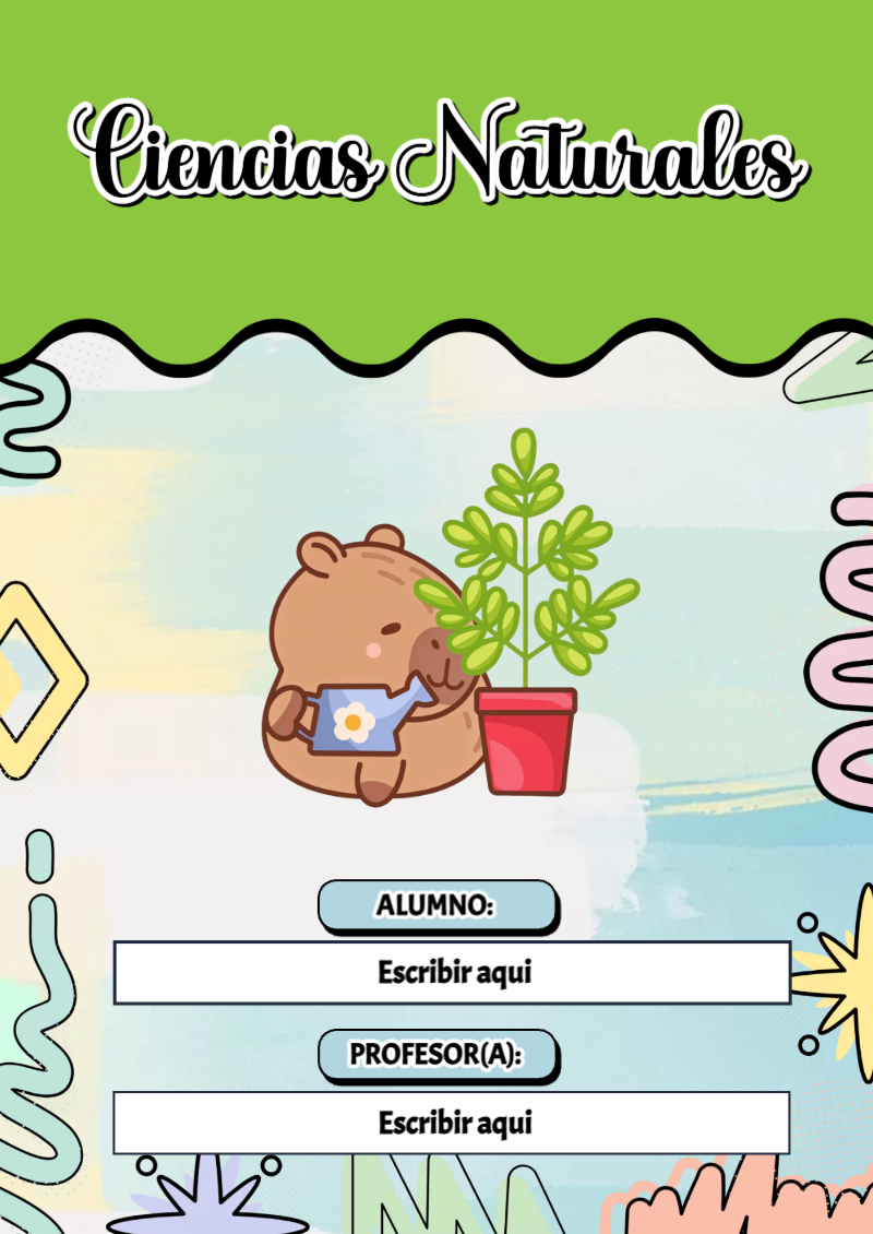Portada de Capibara de Ciencias Naturales Editable para Imprimir Gratis