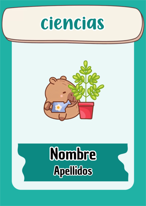 Portada de Capibara de Ciencias para cuaderno para primaria - para el regreso a clases