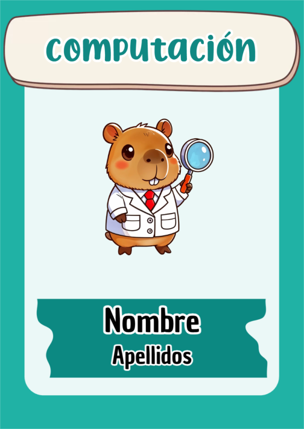 Portada de Capibara de Computación para cuaderno con diseño bonito - ideal para el nuevo año escolar