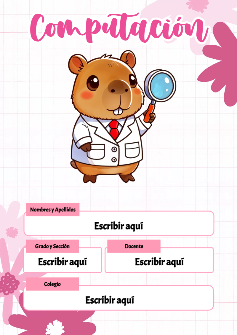 Portada de Capibara de Computación Editable para Imprimir Gratis