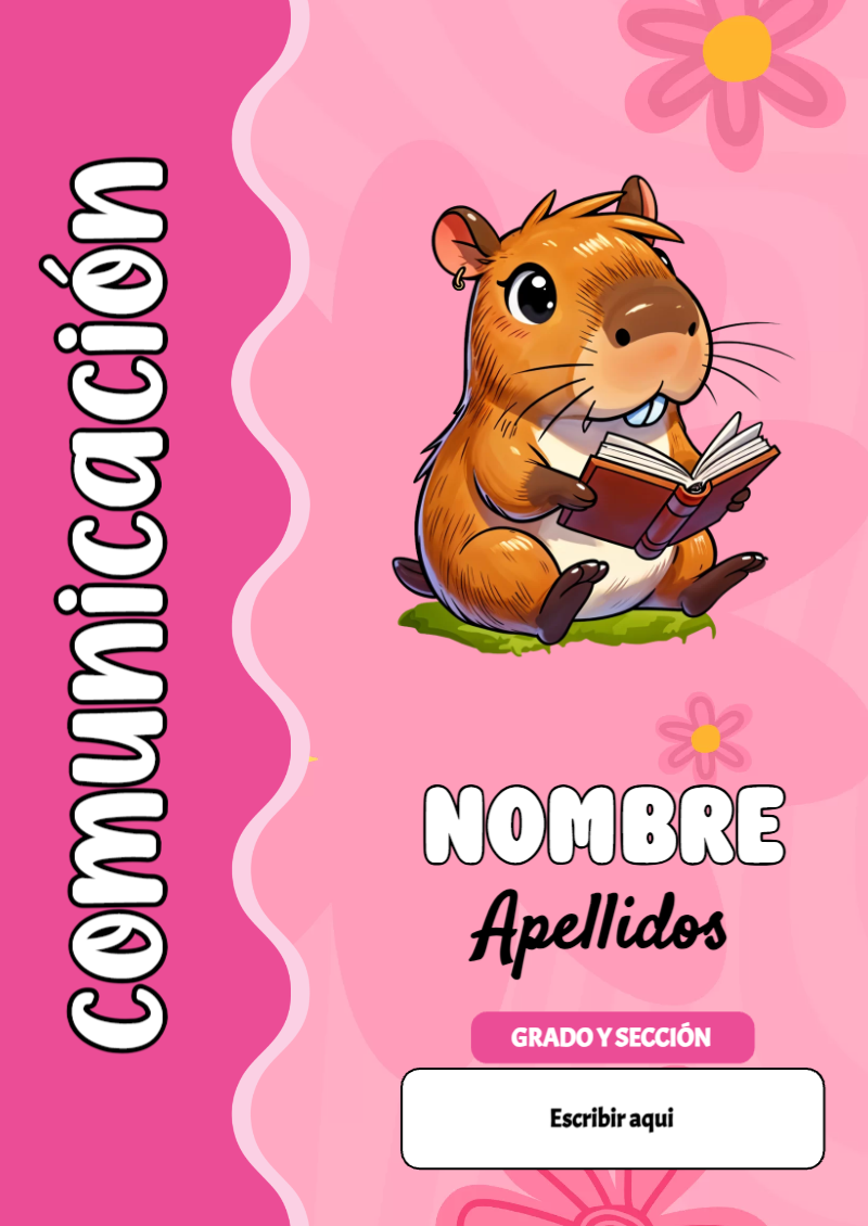 Portada de Capibara de Comunicación Editable para Imprimir Gratis