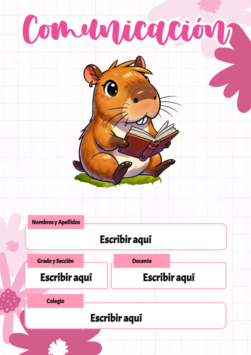 Portada de Capibara de Comunicación Editable para Imprimir Gratis