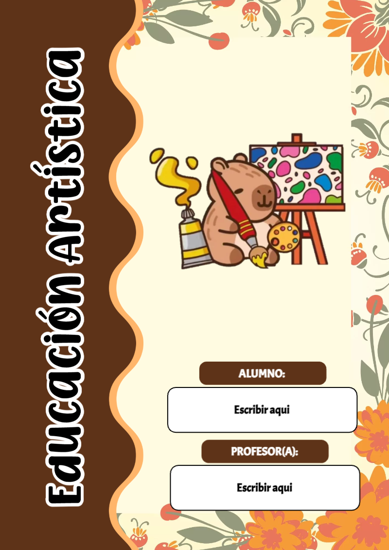 Portada de Capibara de Educación Artística Editable para Imprimir Gratis