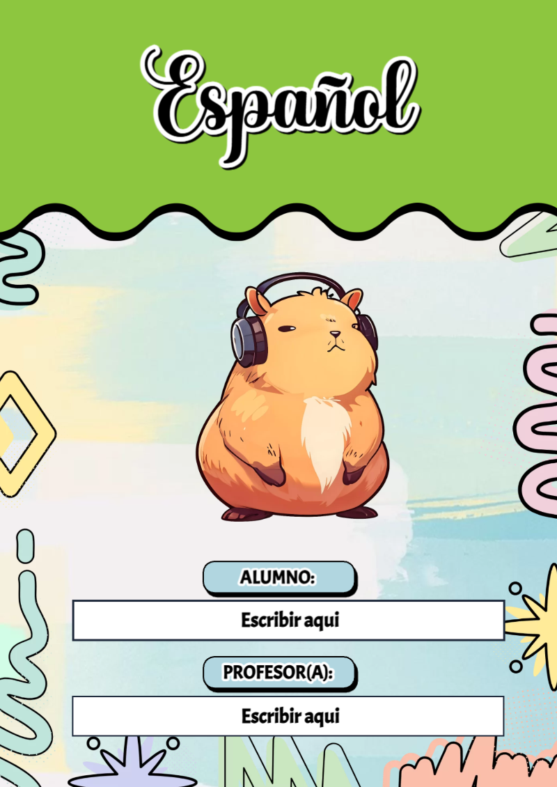 Portada de Capibara de Español Editable para Imprimir Gratis
