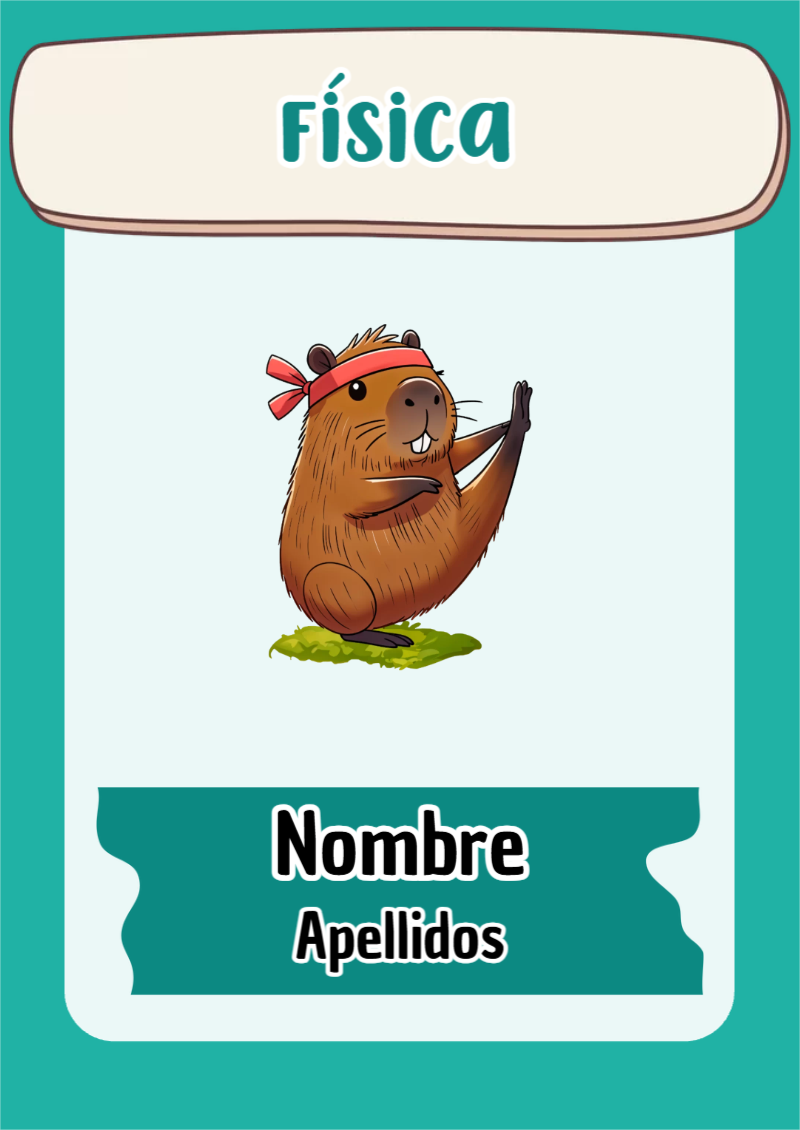 Portada de Capibara de Física Editable para Imprimir Gratis