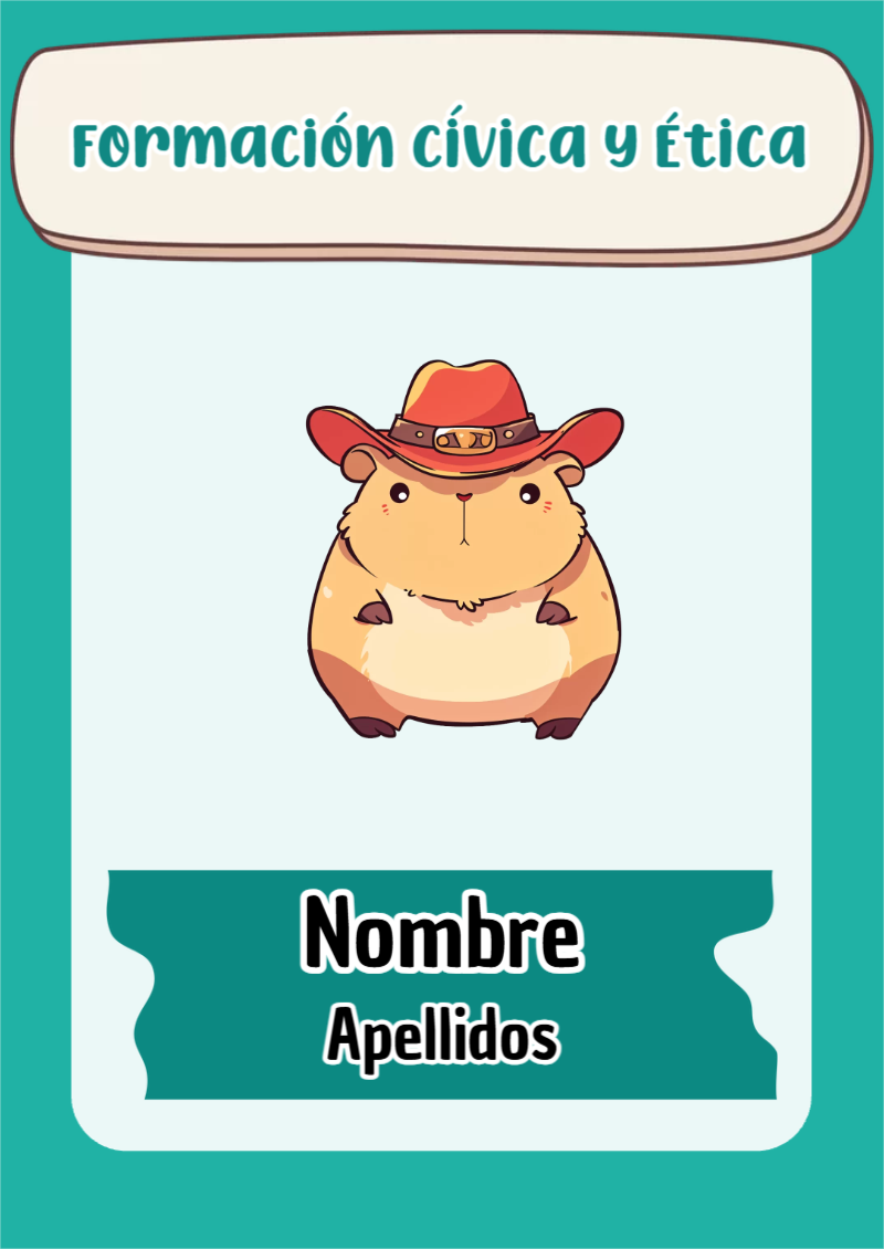 Portada de Capibara de Formación Cívica y Ética Editable para Imprimir Gratis
