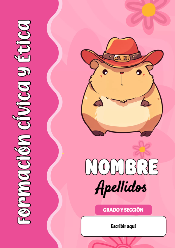 Portada de Capibara de Formación Cívica y Ética para cuaderno con diseño bonito - para todas las edades y grados