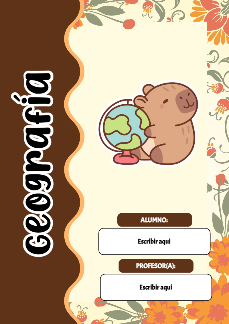Portada de Capibara de Geografía para cuaderno para primaria - ideal para el nuevo año escolar