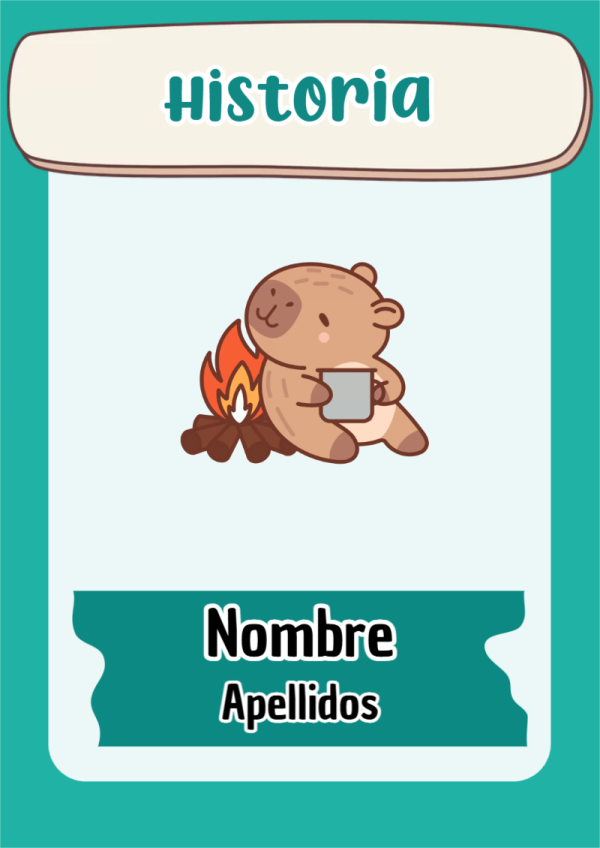 Portada de Capibara de Historia para cuaderno en tamaño A4 - disponible para descarga gratuita