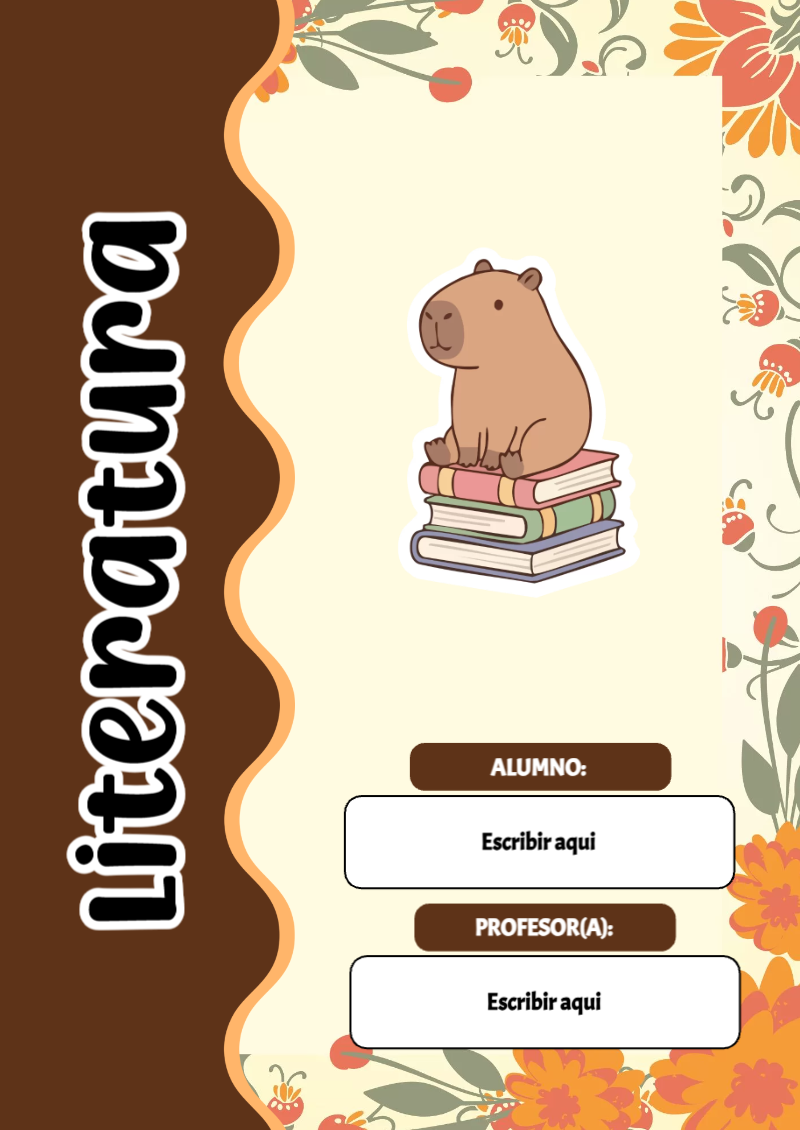 Portada de Capibara de Literatura para cuaderno en formato A4 - ideal para el nuevo año escolar