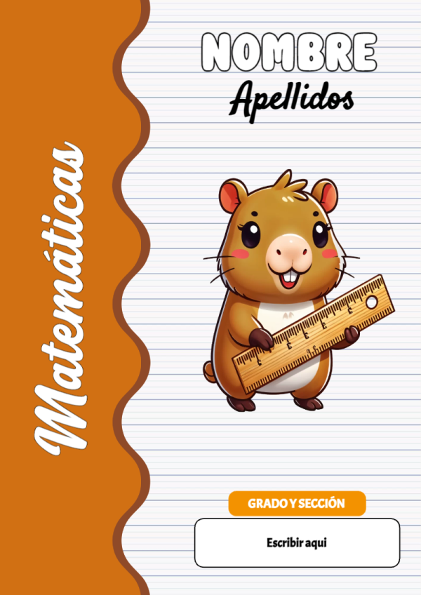Portada de Capibara de Matemáticas para cuaderno escolar creativa - para todas las edades y grados