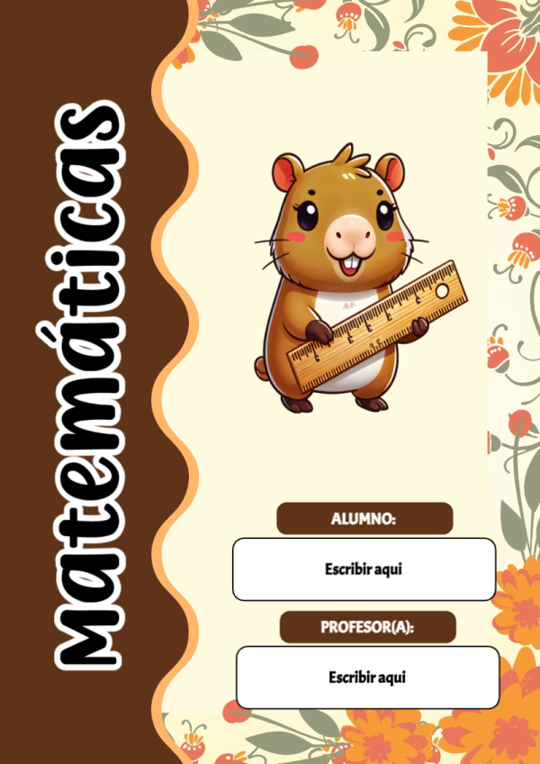 Portada de Capibara de Matemáticas para cuaderno con estilo infantil - disponible para descarga gratuita