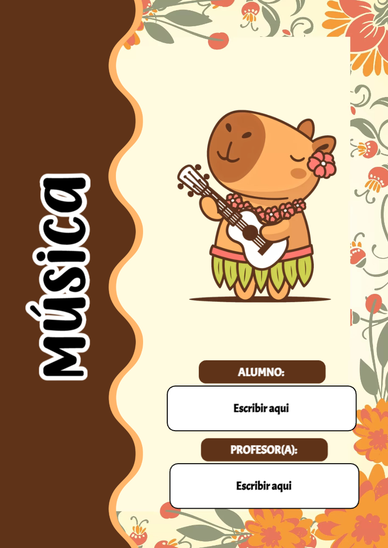Portada de Capibara de Música para cuaderno escolar creativa - para el regreso a clases
