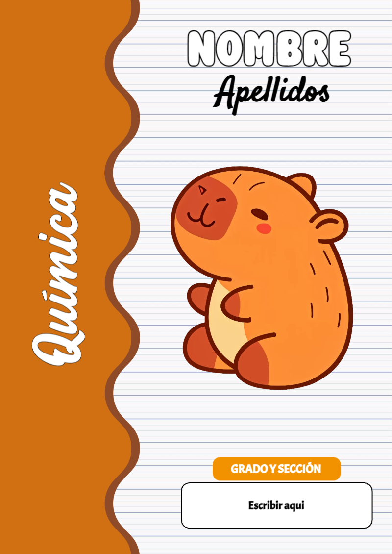 Portada de Capibara de Química Editable para Imprimir Gratis