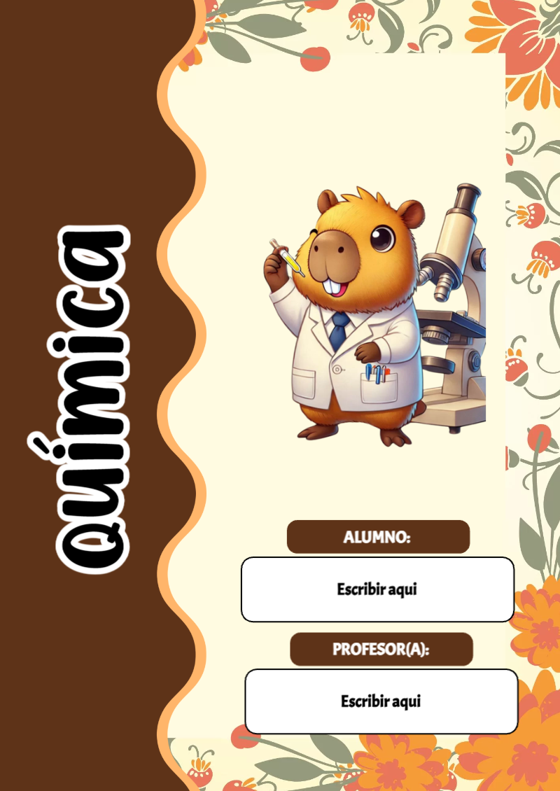 Portada de Capibara de Química para cuaderno con estilo creativo - diseño exclusivo y original