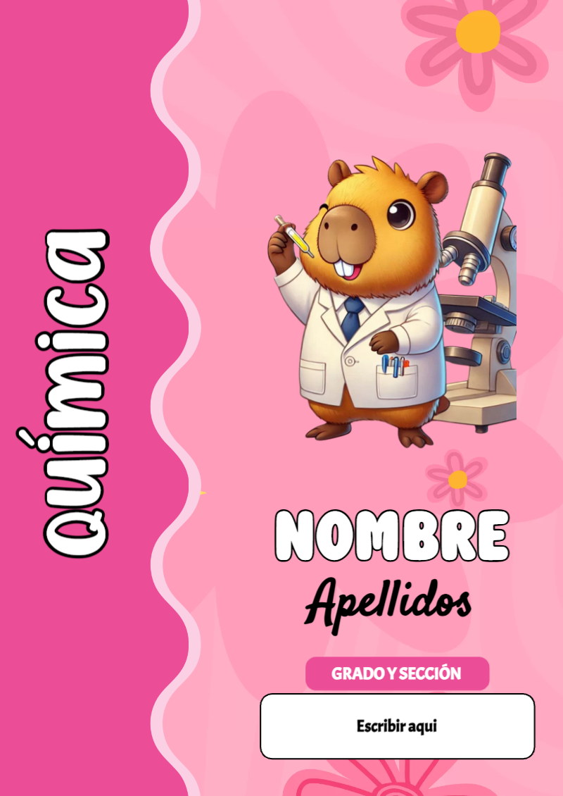 Portada de Capibara de Química Editable para Imprimir Gratis