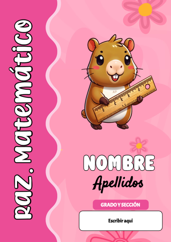 Portada de Capibara de Raz. Matemático para cuaderno en tamaño A4 - para todas las edades y grados