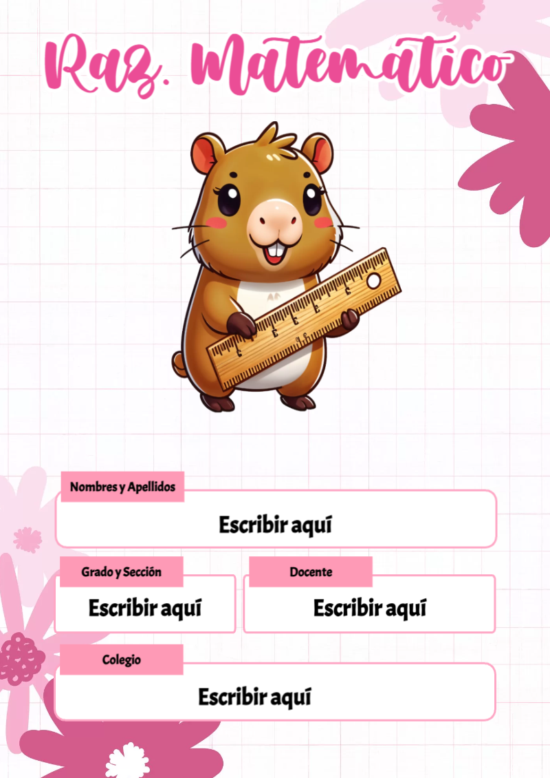 Portada de Capibara de Raz. Matemático Editable para Imprimir Gratis