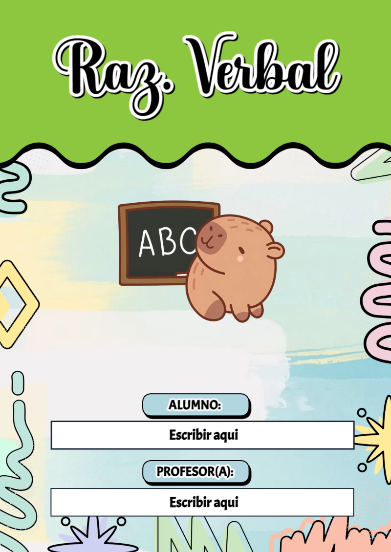 Portada de Capibara de Raz. Verbal Editable para Imprimir Gratis