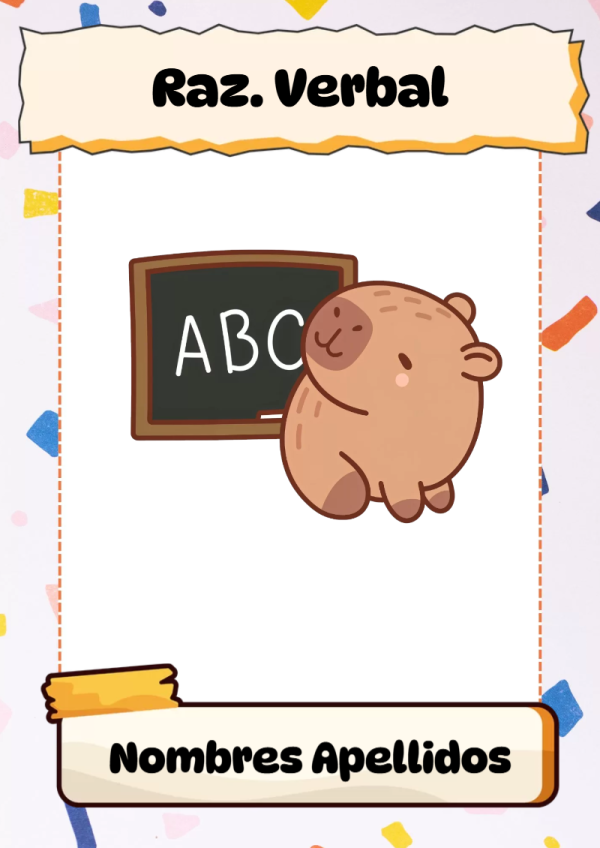 Portada de Capibara de Raz. Verbal para cuaderno en formato A4 - versión premium para imprimir