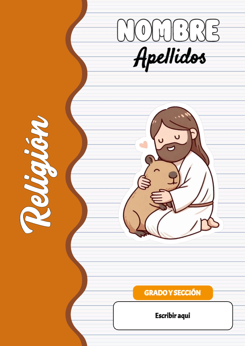 Portada de Capibara de Religión Editable para Imprimir Gratis
