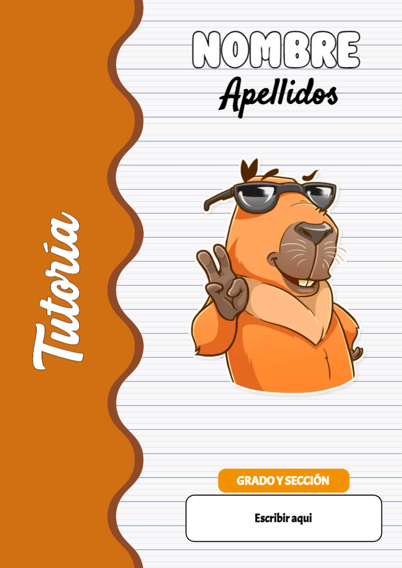 Portada de Capibara de Tutoría Editable para Imprimir Gratis
