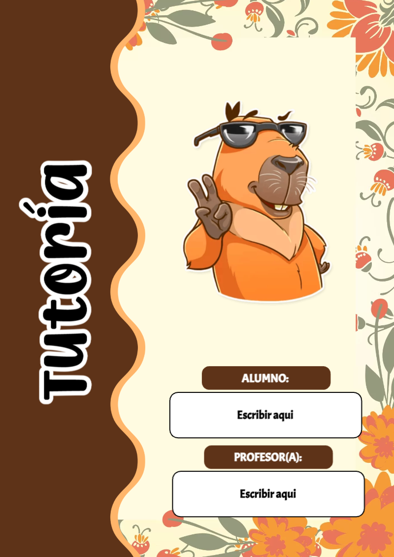 Portada de Capibara de Tutoría para cuaderno llamativa y bonita - estilo único para estudiantes