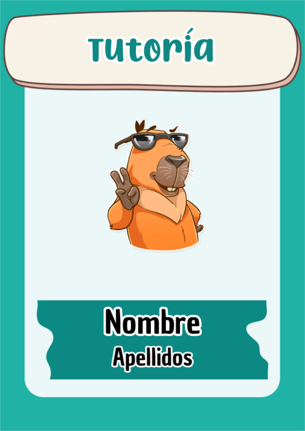 Portada de Capibara de Tutoría para cuaderno personalizada para imprimir - con colores vivos y llamativos