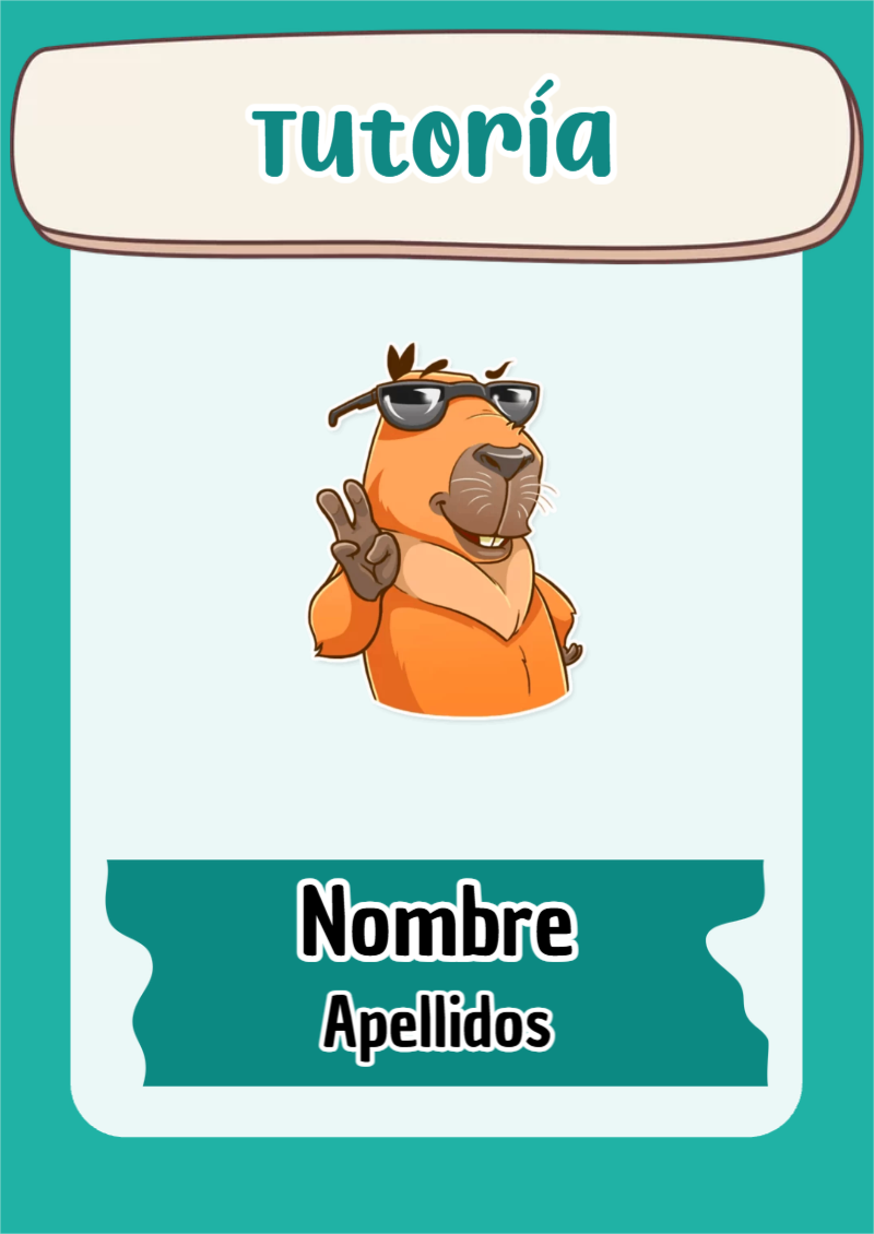 Portada de Capibara de Tutoría Editable para Imprimir Gratis