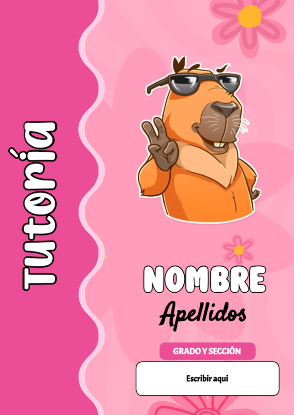 Portada de Capibara de Tutoría para cuaderno fácil de imprimir - versión premium para imprimir