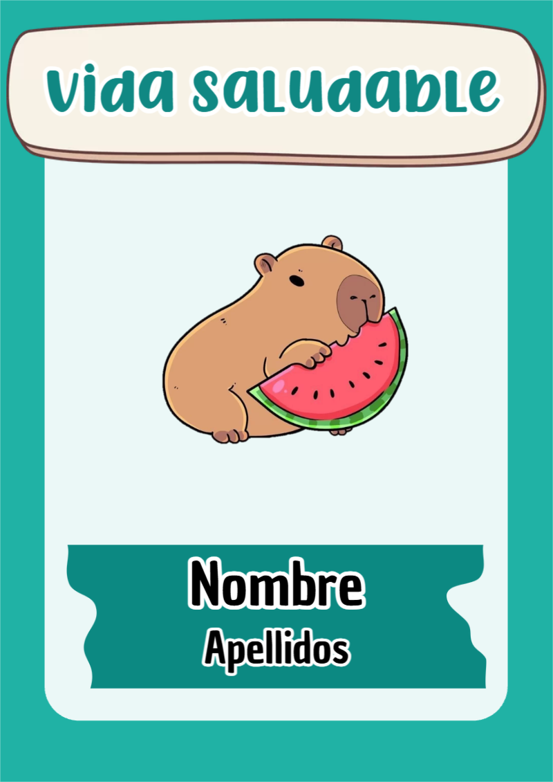 Portada de Capibara de Vida Saludable Editable para Imprimir Gratis