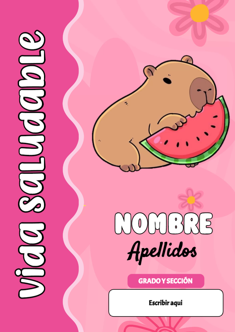 Portada de Capibara de Vida Saludable Editable para Imprimir Gratis