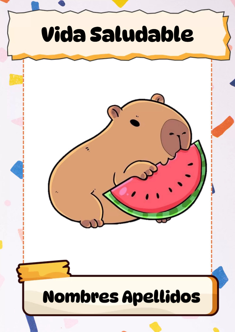 Portada de Capibara de Vida Saludable Editable para Imprimir Gratis
