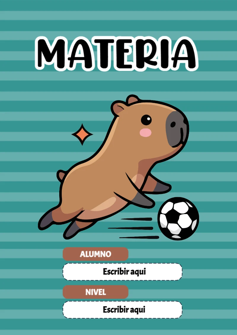 Portada de Capibara MARRON Editable para Imprimir Gratis