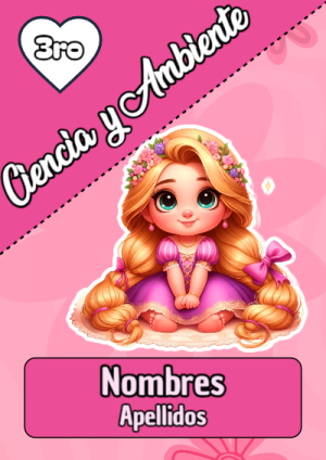 Portada de ciencia y ambiente con princesas de disney para cuaderno escolar para imprimir gratis - estilo único para estudiantes