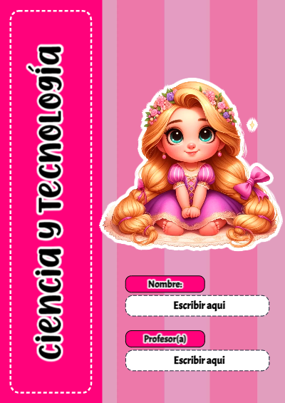 Portada de Ciencia y Tecnología con princesas de disney Editable para Imprimir Gratis