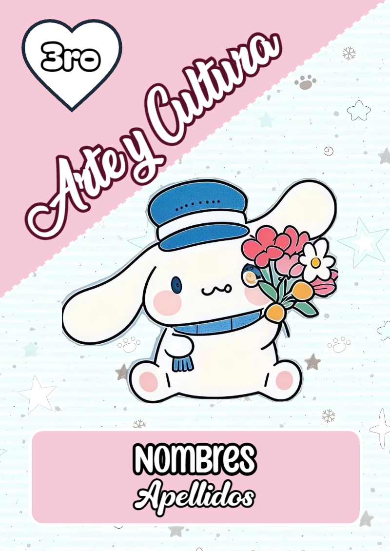 Portada de Cinnamoroll de Arte y Cultura para cuaderno colorida y creativa - para personalizar tus materias