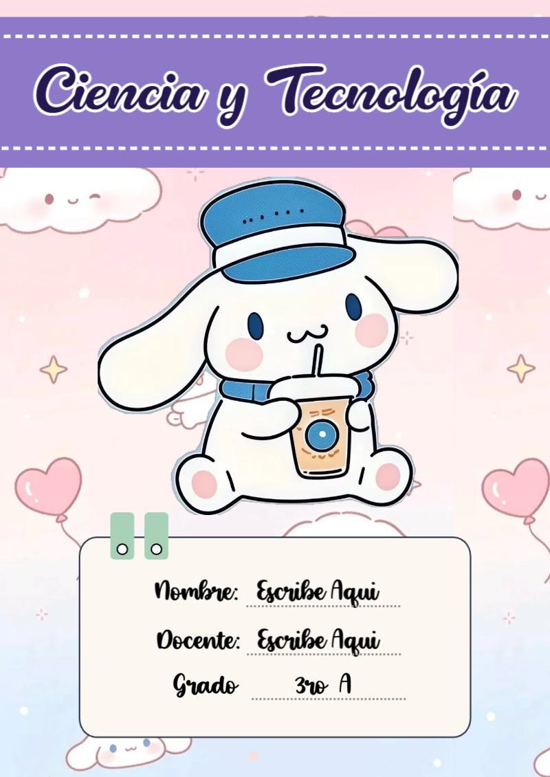 Portada de Cinnamoroll de Ciencia y Tecnología Editable para Imprimir Gratis