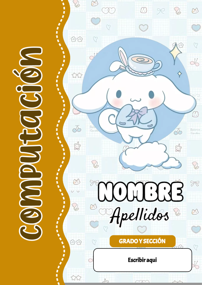 Portada de Cinnamoroll de Computación para cuaderno llamativa y bonita - para todas las edades y grados