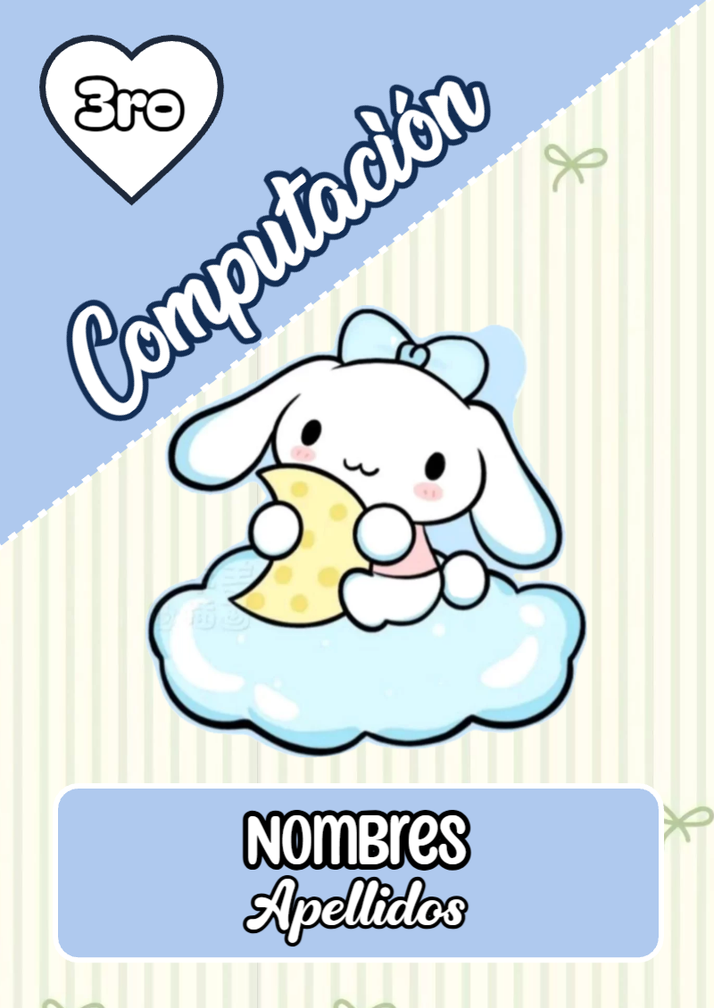 Portada de Cinnamoroll de Computación Editable para Imprimir Gratis