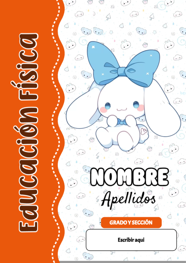 Portada de Cinnamoroll de Educación Física para cuaderno para clases - creación especial de Mini Canva