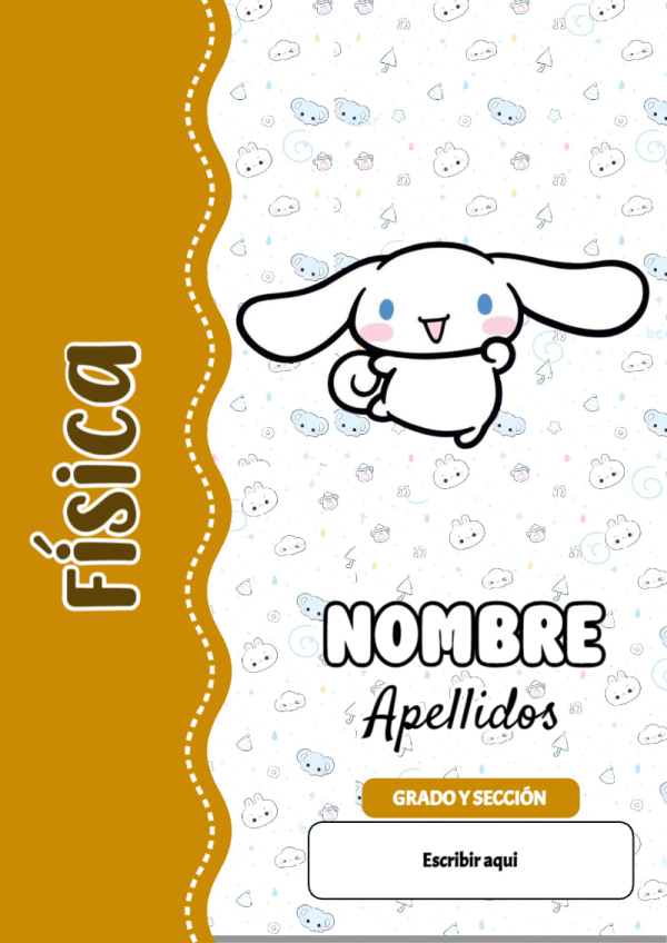 Portada de Cinnamoroll de Física para cuaderno con diseño escolar - estilo único para estudiantes