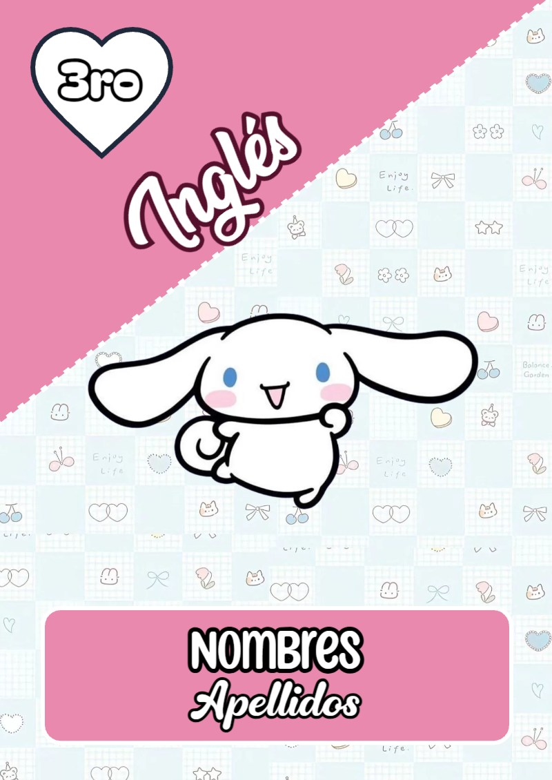 Portada de Cinnamoroll de Inglés Editable para Imprimir Gratis