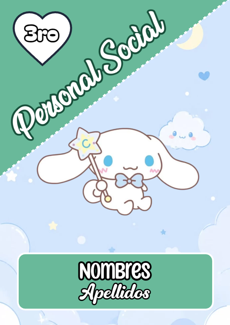 Portada de Cinnamoroll de Personal Social Editable para Imprimir Gratis