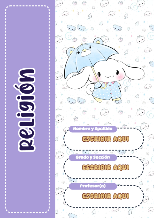Portada de Cinnamoroll de Religión para cuaderno para clases - para todas las edades y grados