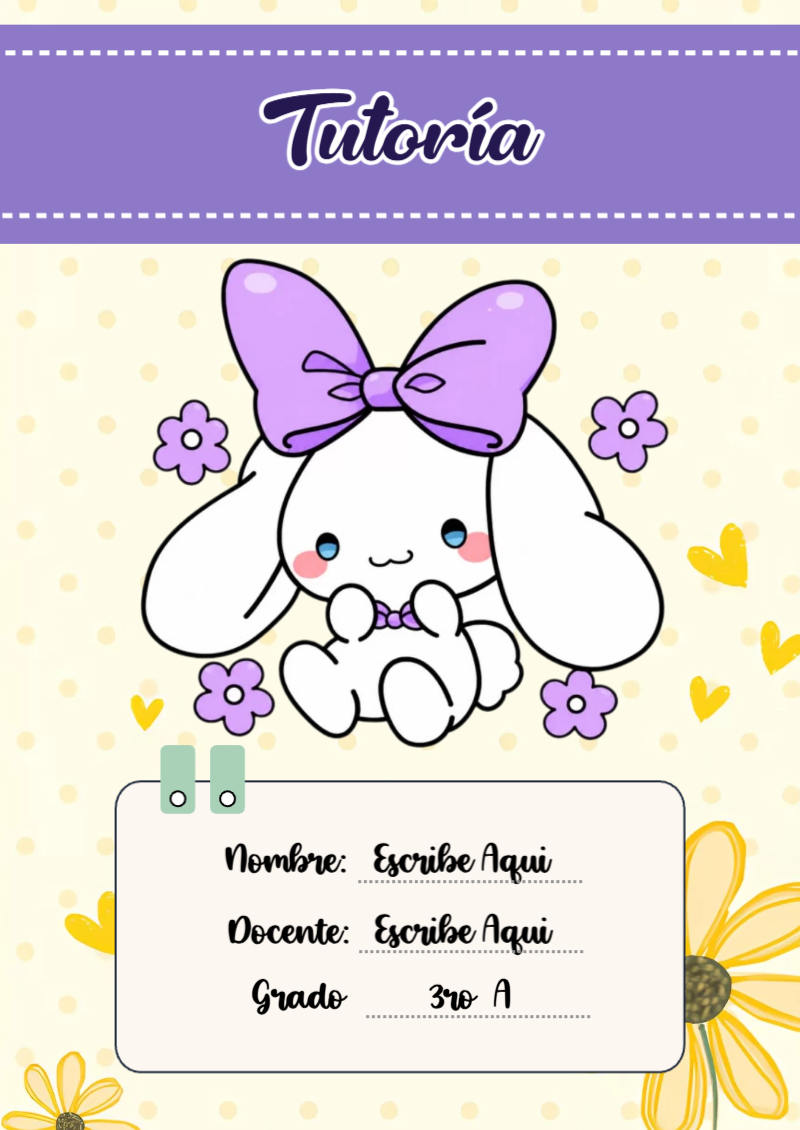 Portada de Cinnamoroll de Tutoría Editable para Imprimir Gratis