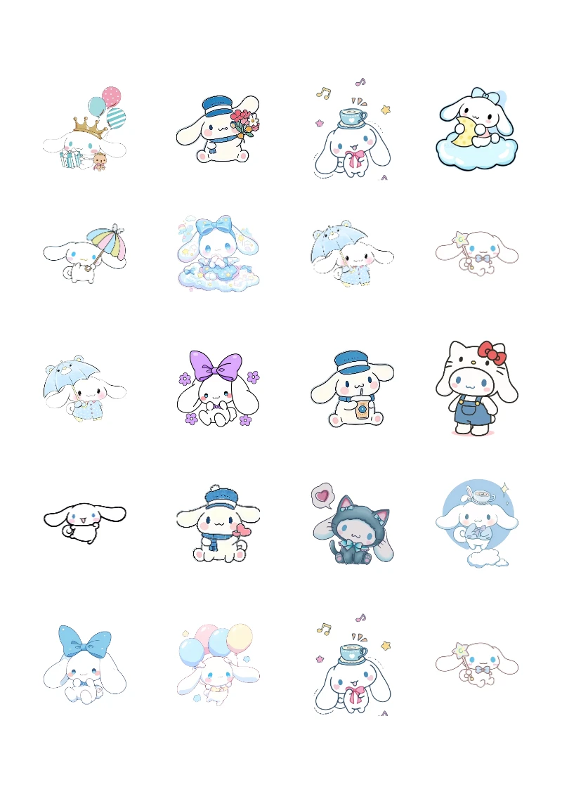 Stickers de CINNAMOROLL Editables para Imprimir Gratis (Diseño 1) para imprimir y recortar gratis - tendencia educativa 2026